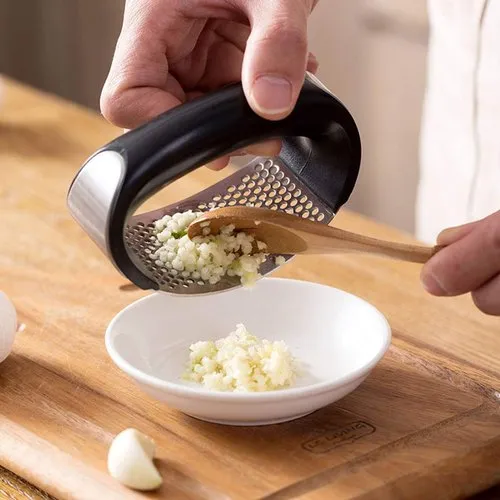 Garlic Press Stainless Steel Curved Vegetable Chopper