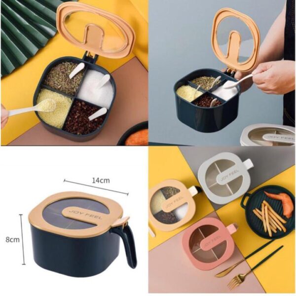 Kitchen Masala Box 4 In 1 Plastic Seasoning Box