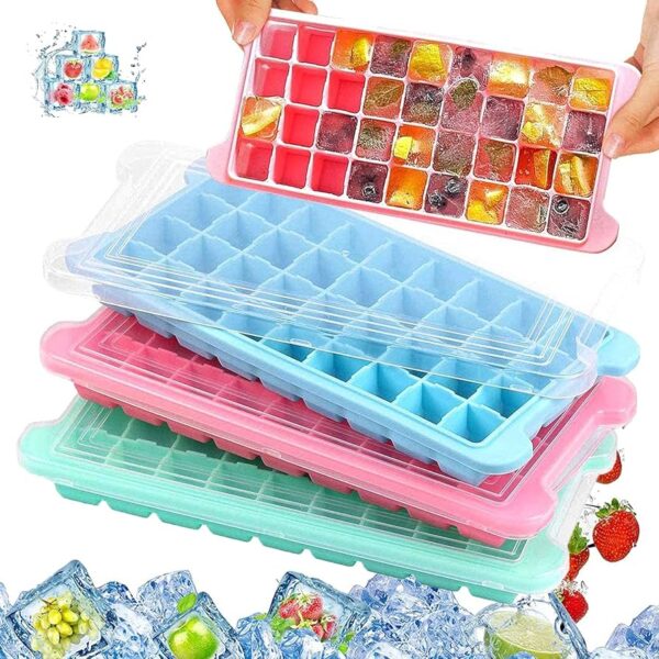36Cavity Square Shape With Plastic Lid Silicone Ice  mould Freezer