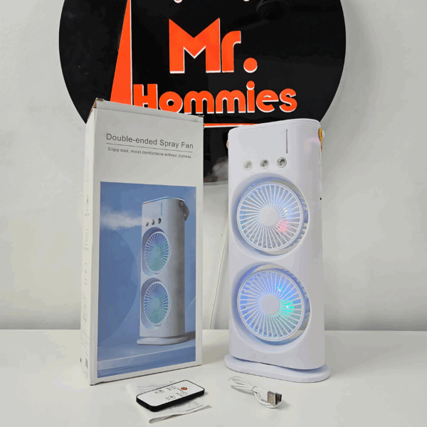Rechargeable Remote Control Double Head Spray Cooling Fan