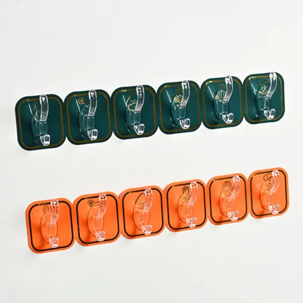 Wall Hook Easy  6 Pcs  Hooks with multi color Hanger