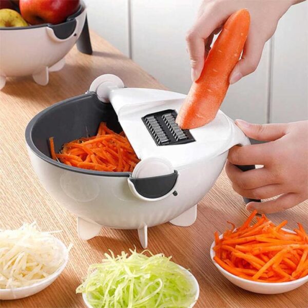 New 9in 1 Multifunction Magic Rotate Vegetable Cutter with Bowl
