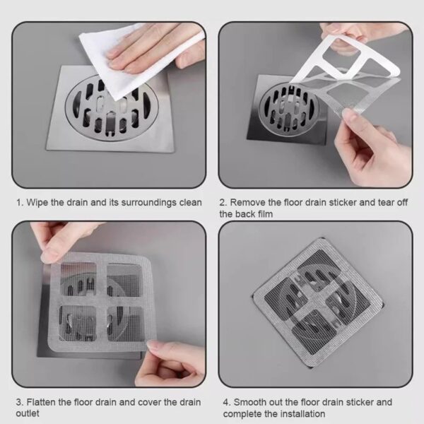 2PcsSquare Drain Cover For Hair Stopper Shower Drain Catcher