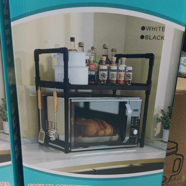 Black Stainless Steel Microwave Oven Rack Sturdy & single layer