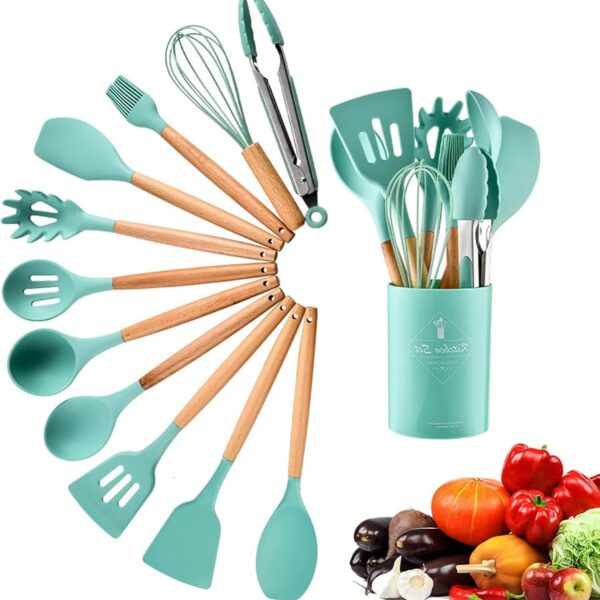 Color full12 Pcs Silicone Kitchen Spoon Set