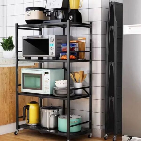 4 layer folding kitchen shelf storage rack