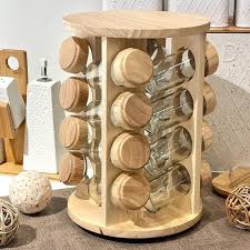 4-layer 16-Piece Rotating Spice Rack Jar Set.
