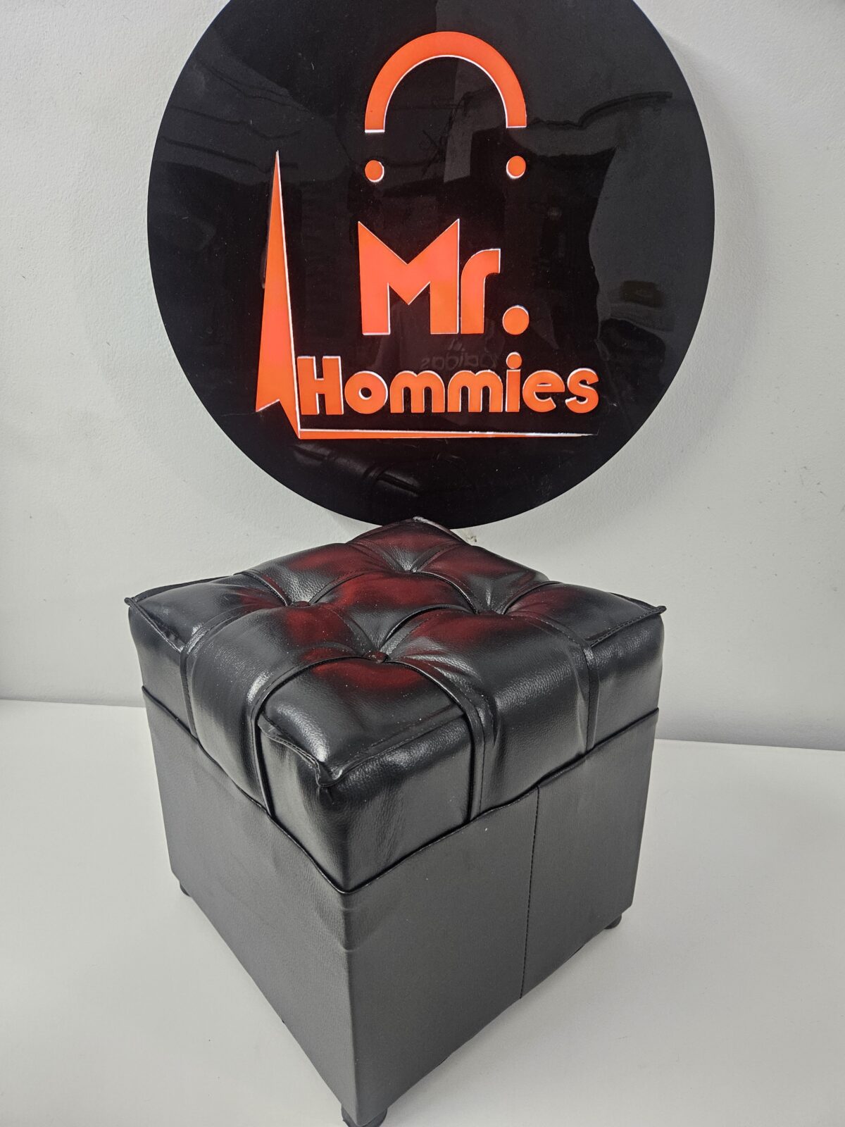 Square Shape PU Leather Rest Stool 14"14"14" (Black &Brown) - Image 3