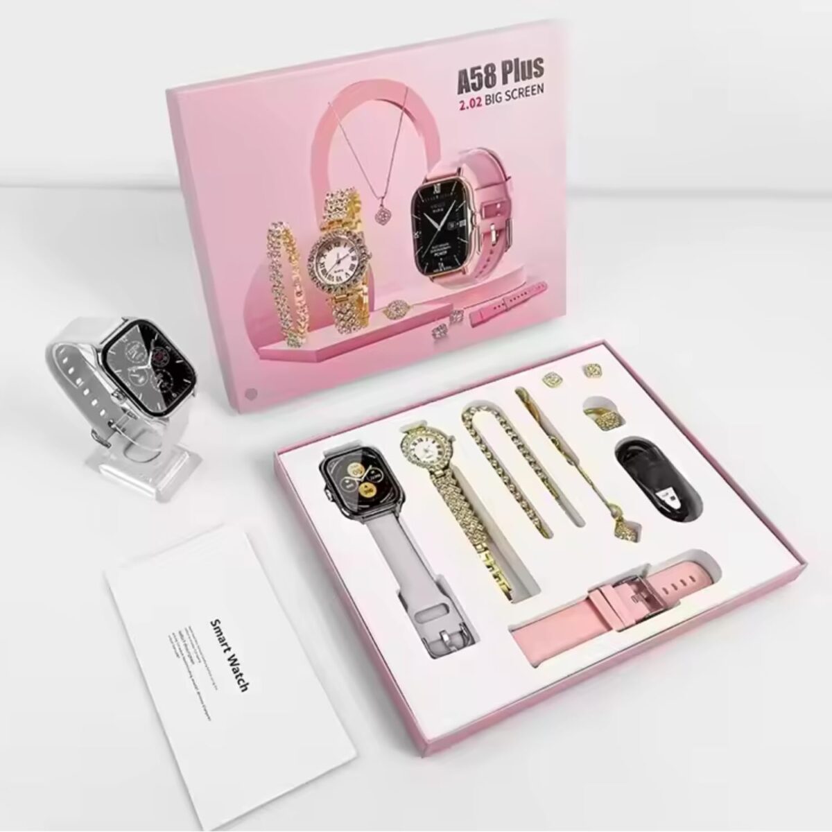 A58 Plus Smart Watch with Jewelry 8 in 1 Set for Women 2.02" Big and Slim Smartwatch - Image 6