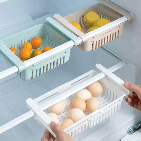 (3psc) Adjustable Fridge Storage Basket Organizer