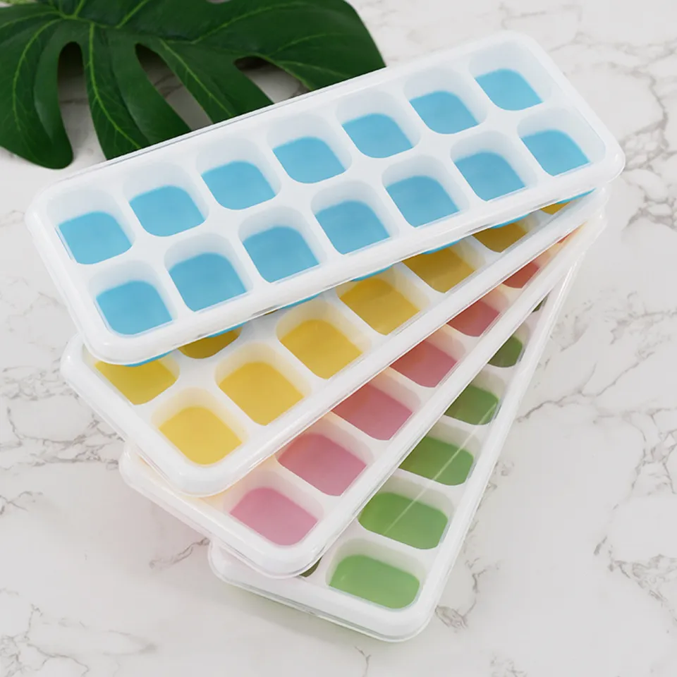 14 Cavities Grade Ice Cube Tray Food Ice Cube Silicone Multi color - Image 1