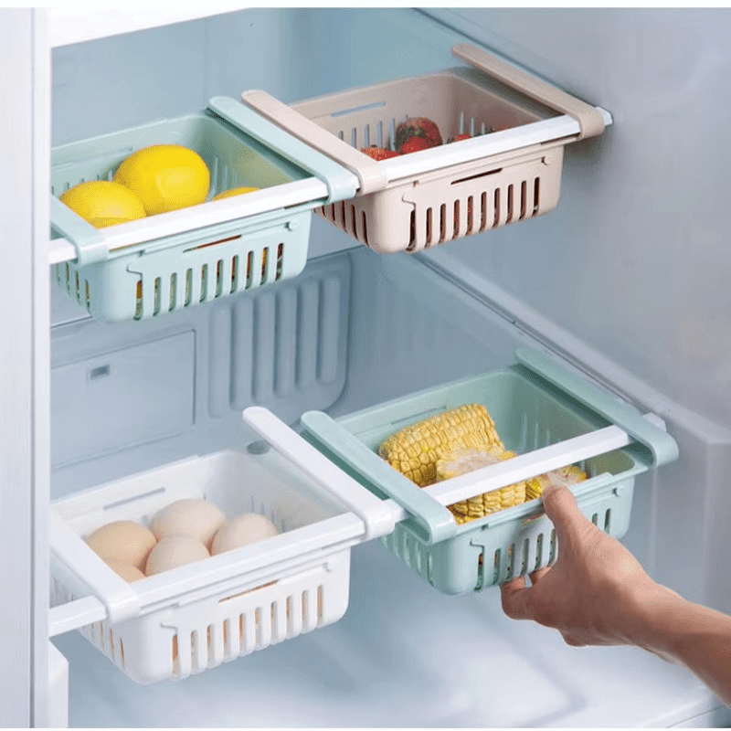 Adjustable Fridge Storage Basket – Space Saving Drawer Organizer for Fruits, Eggs & Vegetables - Image 1
